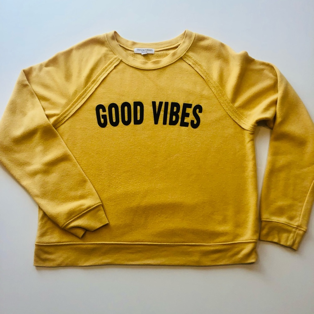 Grayson Threads Good Vibes Cropped Sweatshirt.  Medium